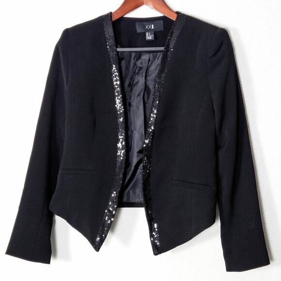 Source Unknown Jackets & Blazers - XXI Cropped Blazer Small Black Y2K Glam Edgy Clubwear Night Out